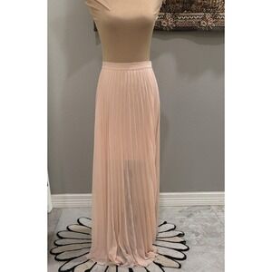 Bebe Skirt Womens Small Pink Pleated Chiffon‎ Maxi Lined Zip Back High Waist